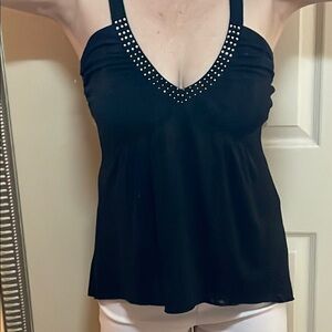 Wet Seal Black Embellished Bustier Tank Top, size m